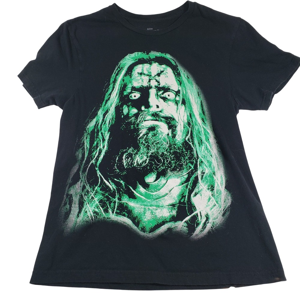 Rob Zombie Graphic T Shirt Mens Small Black Green Face Concert‎ Tour Tee